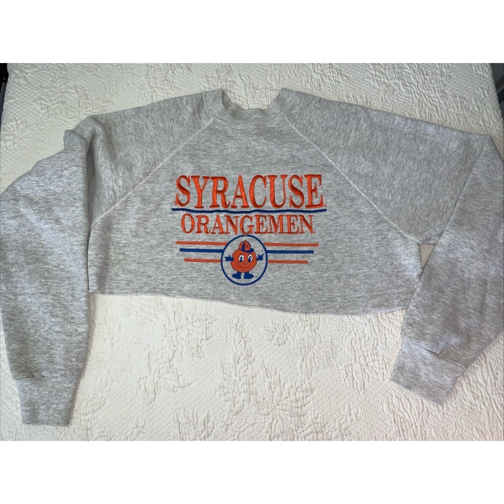 Vintage 80S Syracuse, OrangeMen Cropped Sweatshirt Otto The Orange L made in USA